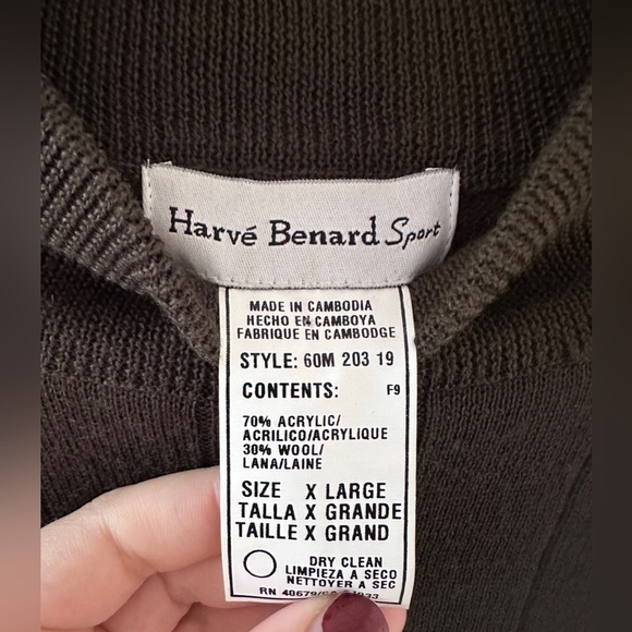 Harve Benard Sport vintage classic dark gray brown green sweater size XL - Picture 3 of 4